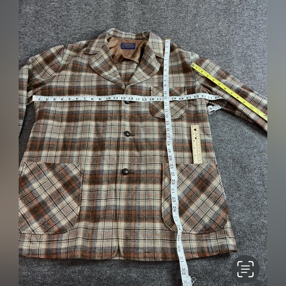 Pendleton Lightweight Shirt Jacket Brown & Beige Plaid VTG Mens Large EUC - Picture 8 of 9
